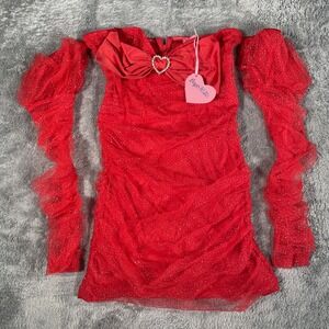 Sugar Thrillz Dolls Kill Red Lace VALENTINE MINI DRESS Women's Size Medium